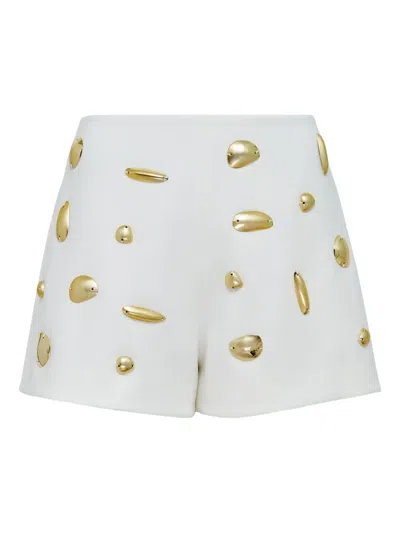 Alexia Bead-embellished Tailored Shorts In White
