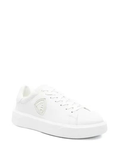 Blauer White Leather Men Sneaker In White