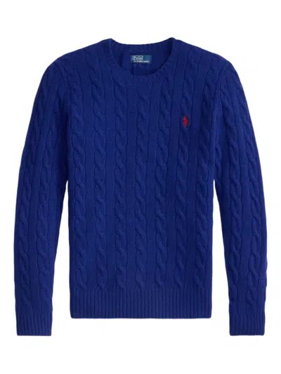 Polo Ralph Lauren Cobalt Blue Cable-knit Sweater In Wool And Cashmere In Blue