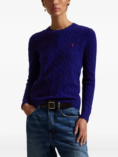 Polo Ralph Lauren Cobalt Blue Cable-knit Sweater In Wool And Cashmere In Blue