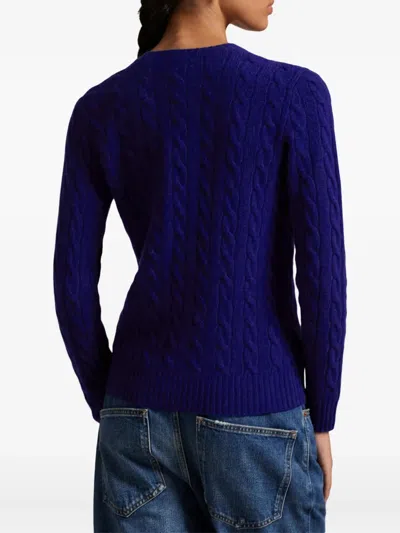 Polo Ralph Lauren Cobalt Blue Cable-knit Sweater In Wool And Cashmere In Blue