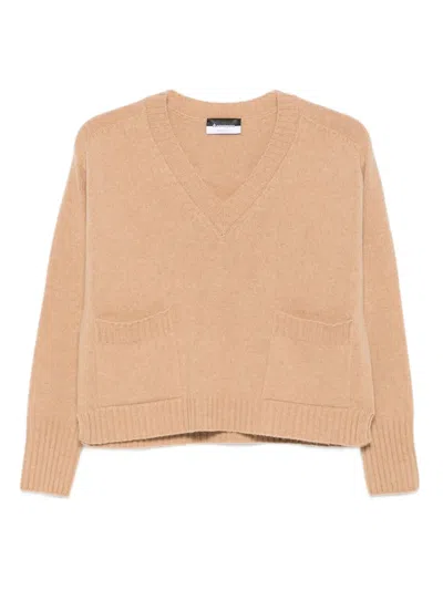 V领贴袋毛衣