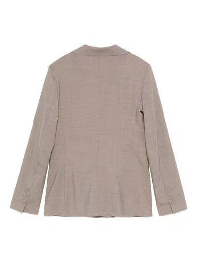 D Exterior Double-breasted Flap-pocket Jacket In Gray