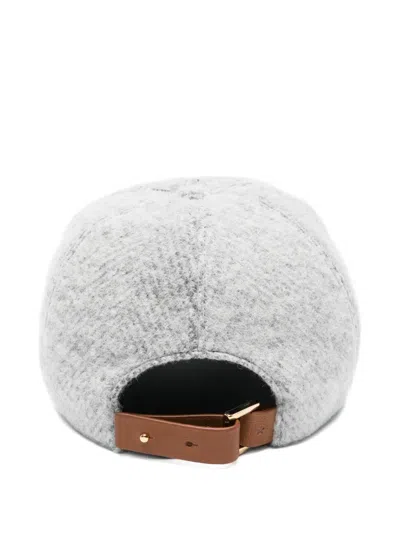 Lorena Antoniazzi Leather-strap Baseball Cap In Gray