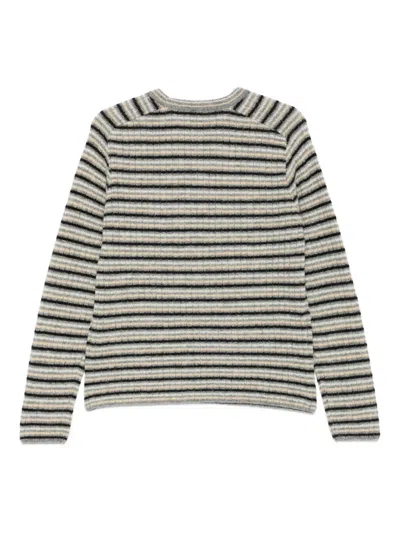 Auralee Stripe-pattern Sweater In Black