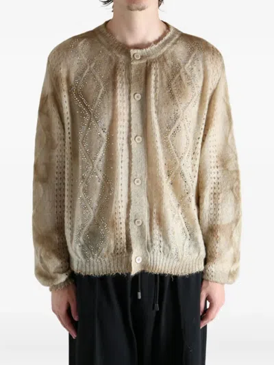 Magliano Embellished Cable-knit Cardigan In Neutral