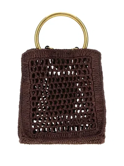 Chloé Summer Banana Tote Bag In Crochet Paper And Leather In Brown