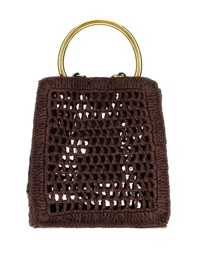 Chloé Summer Banana Tote Bag In Crochet Paper And Leather In Brown