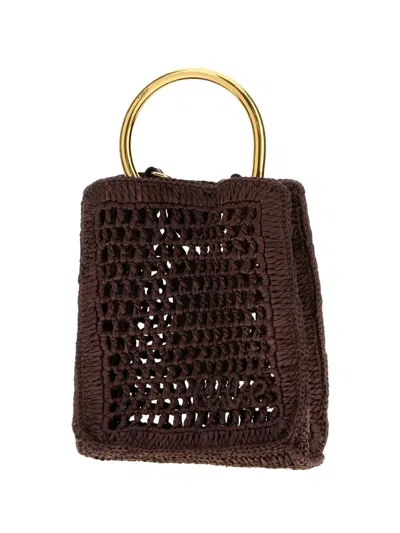 Chloé Summer Banana Tote Bag In Crochet Paper And Leather In Brown