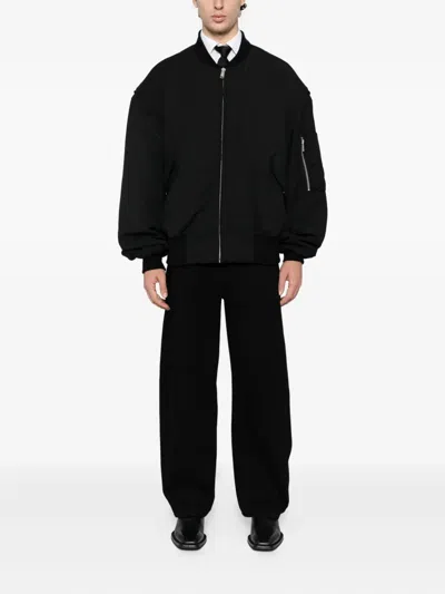 Entire Studios Wool Blend Bomber Jacket Zip In Black