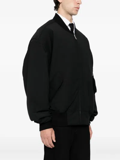 Entire Studios Wool Blend Bomber Jacket Zip In Black