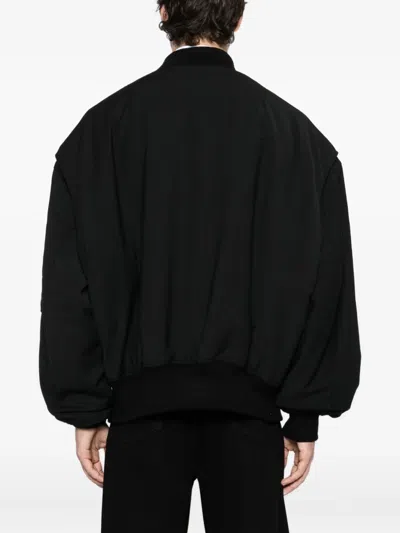 Entire Studios Wool Blend Bomber Jacket Zip In Black