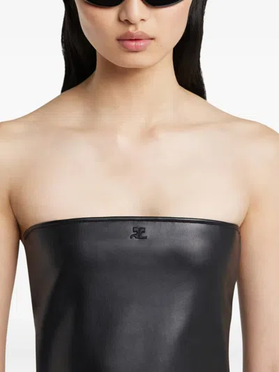 Courrèges Strapless Mini Dress With Back Strap Detail In Black