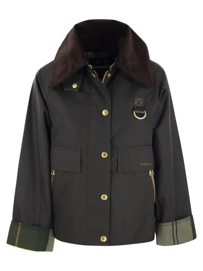 Barbour Catton Wax Green Waxed Cotton Jacket In Gray