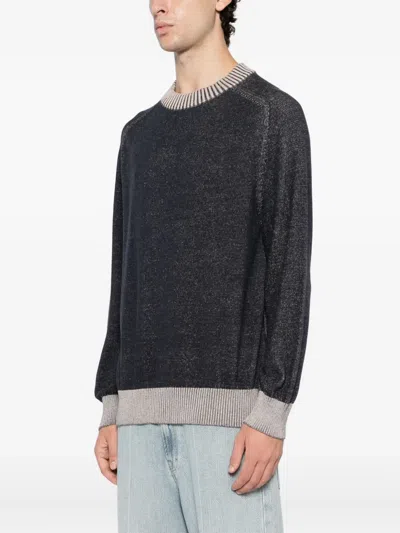 Ymc You Must Create Ymc Two-tone Fine-knit Sweatshirt In Gray