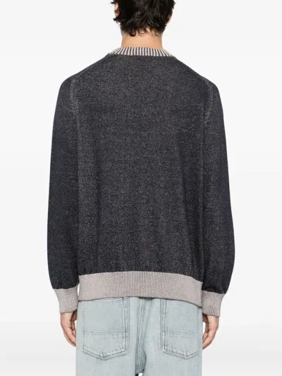 Ymc You Must Create Ymc Two-tone Fine-knit Sweatshirt In Gray