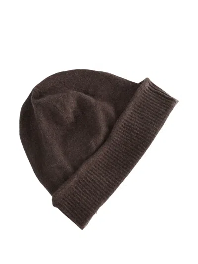 Ziggy Chen Wool Beanie Hat In Brown