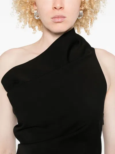 Rick Owens Asymmetrical One Shoulder Fitted Dress In Black