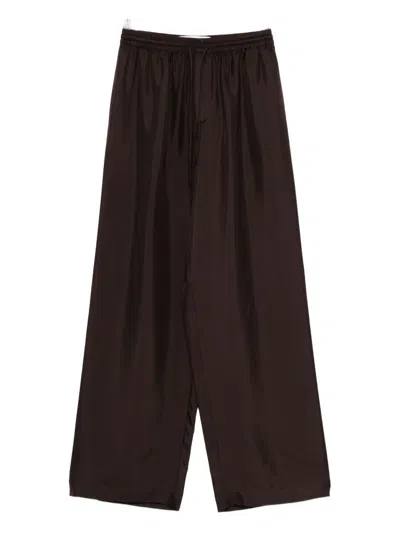 Rohe Drawstring-waist Silk Trousers In Brown