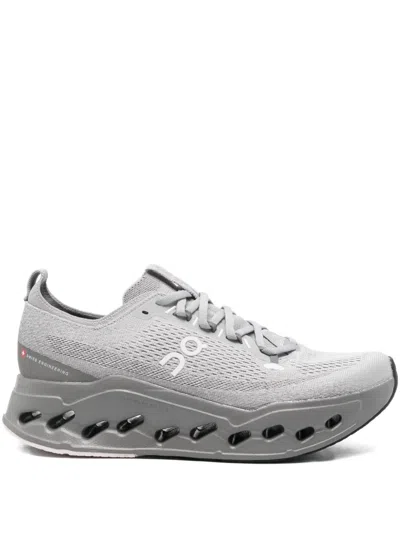 On Cloud Surfermax Knitted Sneakers In Gray