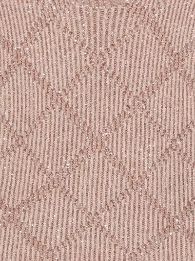 D Exterior Sequin-embellished Diamond-pattern Sweater In Neutral