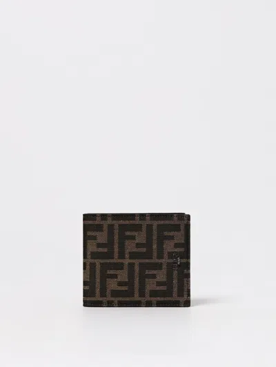 Fendi Ff Jacquard Fabric Bi-fold Wallet Accessories In Brown