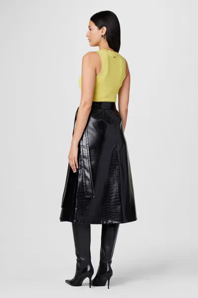 Toccin Beatrice Croc-embossed Vegan Leather Wrap Skirt In Black