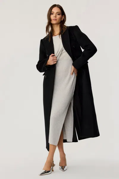 Toccin Bria Tailored Wool Coat In Black
