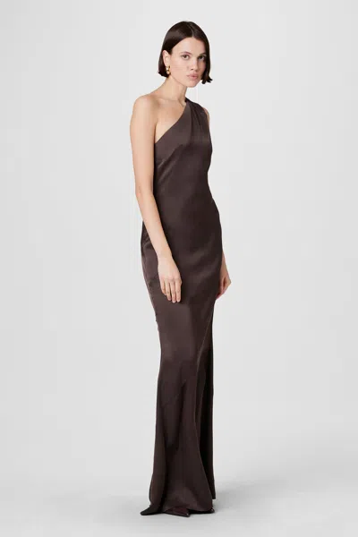 Toccin Callum One Shoulder Gown In Brown