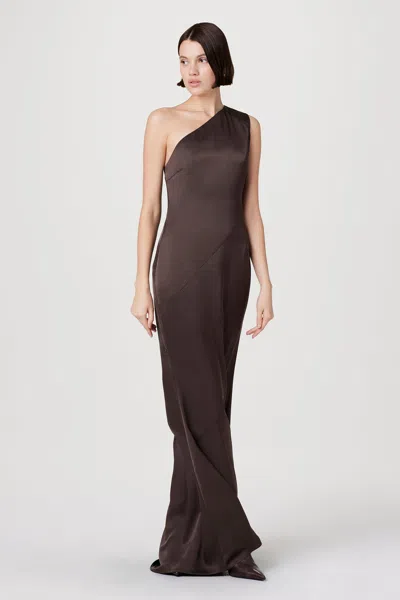 Toccin Callum One Shoulder Gown In Brown