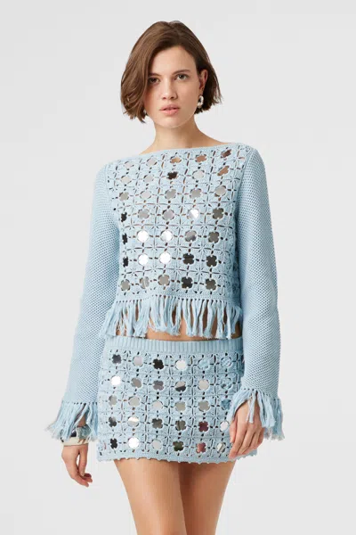 Toccin Camilla Crochet Mirror Top In Blue