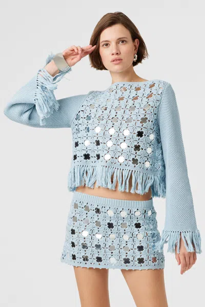 Toccin Camilla Crochet Mirror Top In Blue