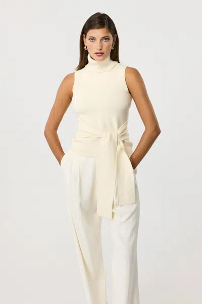 Toccin Celeste Sleeveless Turtle Neck Top In Neutral