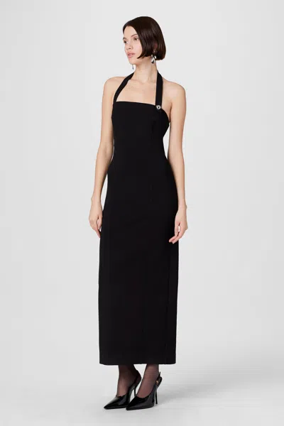 Toccin Davina Sculpted Halter Midi Dress In Jet In Black