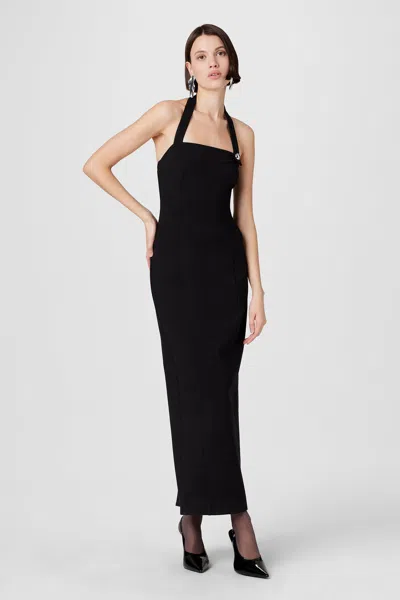 Toccin Davina Sculpted Halter Midi Dress In Jet In Black