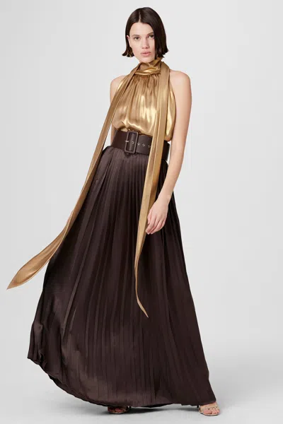 Toccin Dillon Pleated Maxi Skirt In Pink