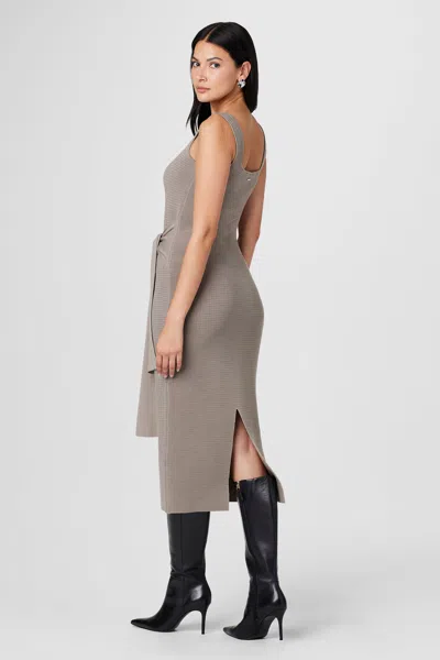 Toccin Elia Tie Front Sash Wool-blend Dress In Gray