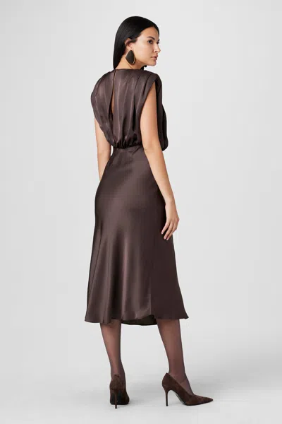 Toccin Flora Sleeveless Blouson Midi Dress In Brown