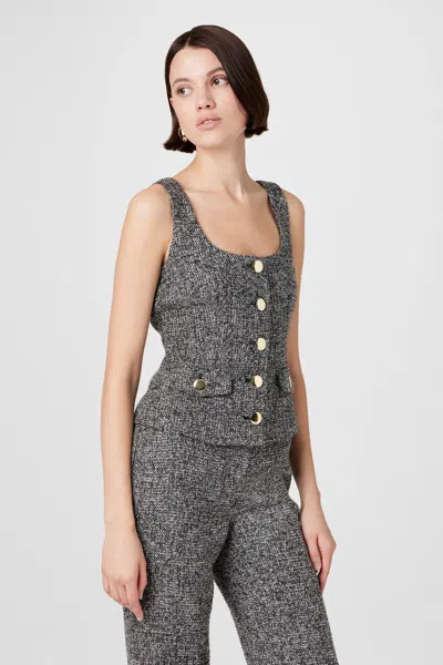 Toccin Georgia Tweed Vest Top In Charcoal Grey In Gray