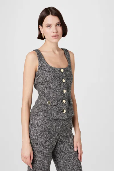 Toccin Georgia Tweed Vest Top In Charcoal Grey In Gray