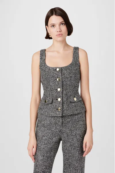 Toccin Georgia Tweed Vest Top In Charcoal Grey In Gray