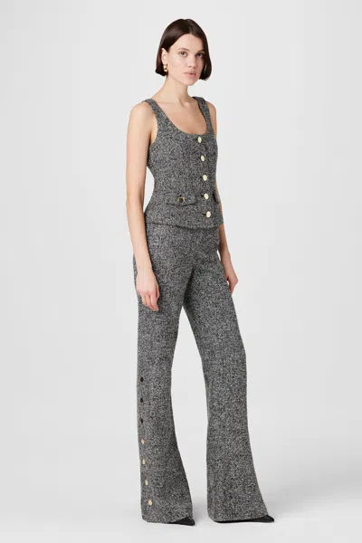 Toccin Gracie Embellished Tweed Pants In Charcoal Grey In Gray