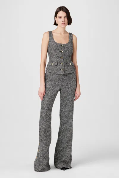 Toccin Gracie Embellished Tweed Pants In Charcoal Grey In Gray