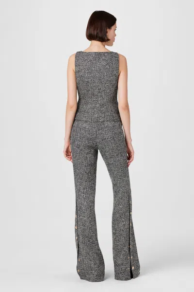 Toccin Gracie Embellished Tweed Pants In Charcoal Grey In Gray