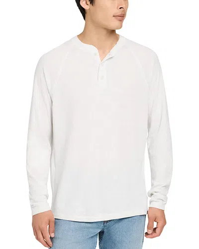 Faherty Buttoned Long-sleeve Henley T-shirt In White