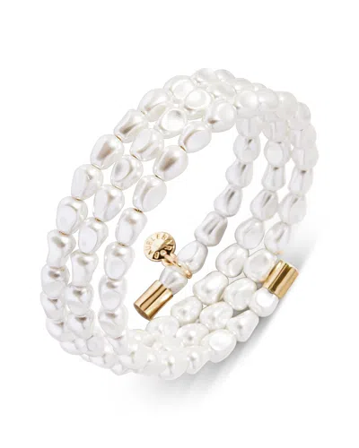 Baublebar Ondine Imitation Pearl Coil Stretch Bracelet In White