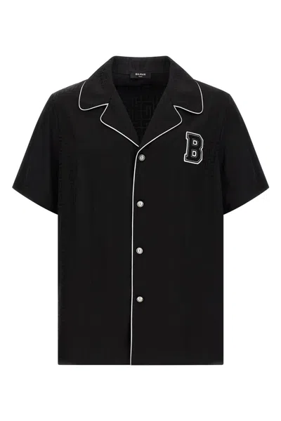 Balmain Varsity Style Shirt Featuring Contrast Piping In Black
