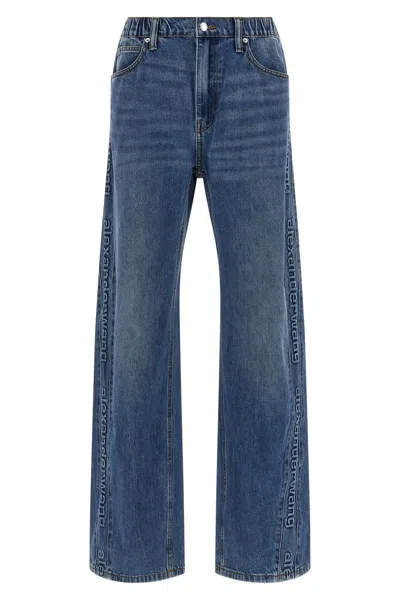 Alexander Wang Embossed Logo Jeans In Blue