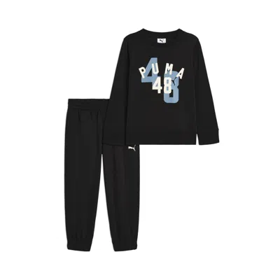 Puma Matching Sets Toddlers' Cotton Fleece Sweatshirt And Joggers In Black