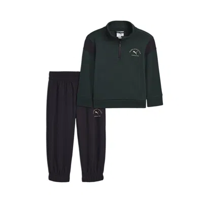 Puma Matching Sets Toddlers' Cotton Fleece Quarter-zip And Joggers Pant In Multi